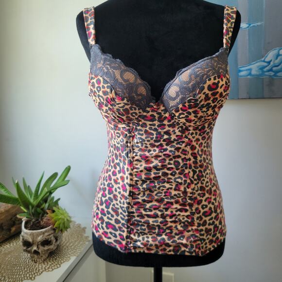 Y2K Rue 21 Tarea Push-Up Bra 36B – Pink Leopard Coquette Glam Grunge - Picture 1 of 10